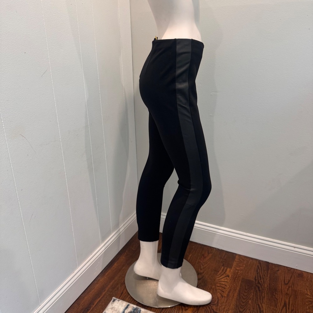 J.Crew Black Leather Trim Tuxedo Stripe Pixie Pant | Size 6